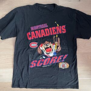 Vintage 1993 Montreal Canadiens Looney Tunes Taz Single Stitch Tee NHL